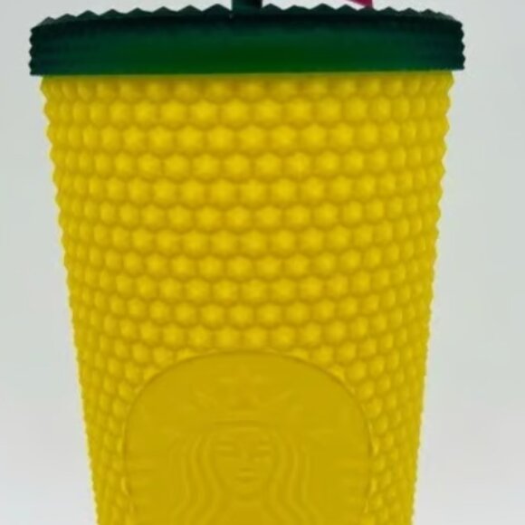 Starbucks Hawaii Collection Pineapple Matte Yellow Studded Tumbler 24 oz NEW! - Picture 4 of 5